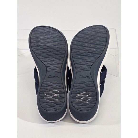 CLARKS Women's 9 Arla Kaylie‎ 2 Fabric Thong Flip Flop Beach Pool Sandals Navy - Picture 11 of 11